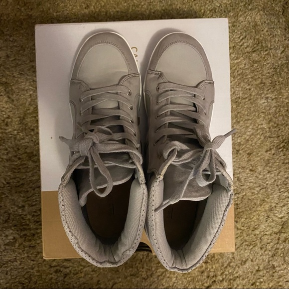 Call It Spring Grey High Top Lace Up Sneakers Shoes - Picture 7 of 10